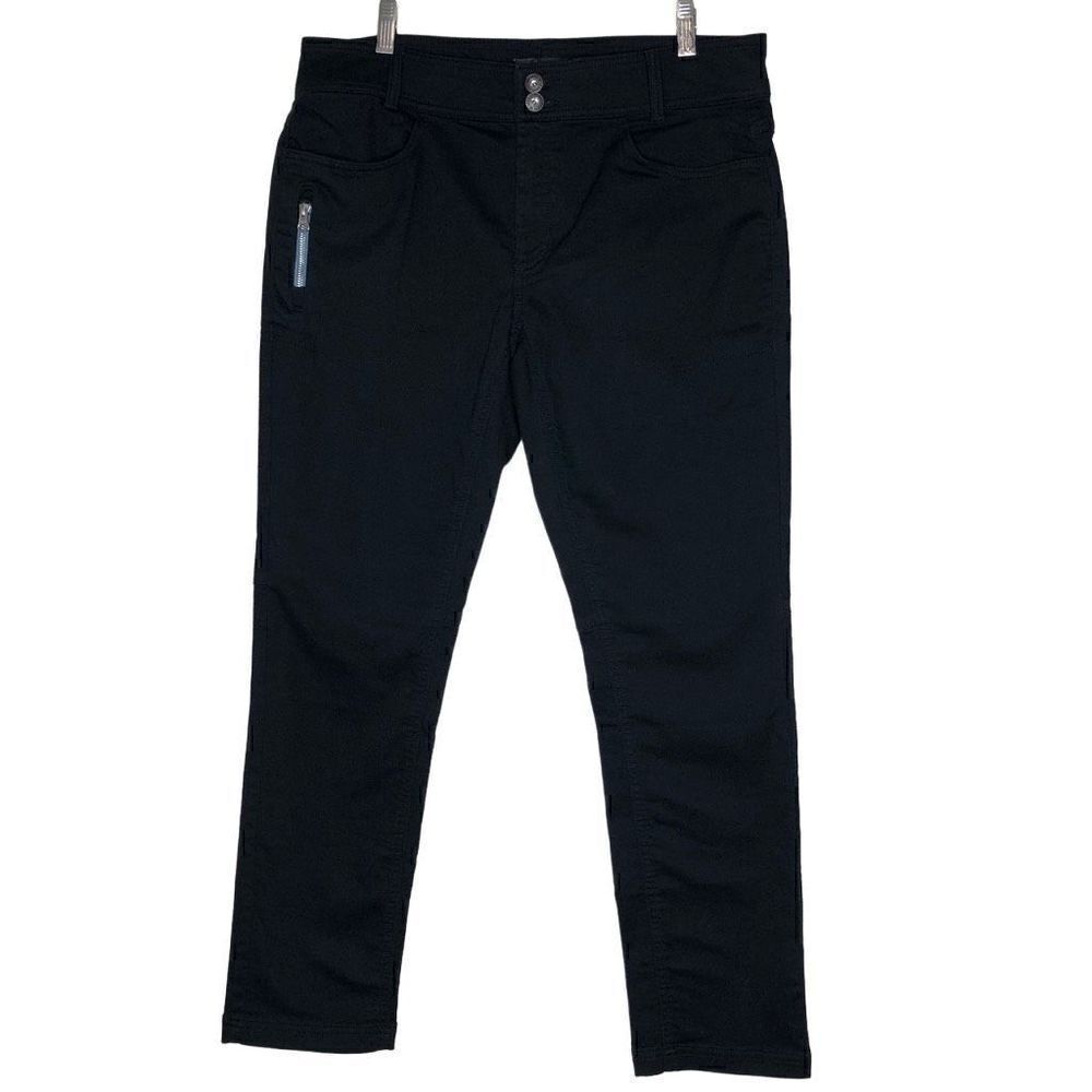 Prana Black Mid Rise Slim Leg Dark Academia Pants Size 12 - Picture 1 of 15